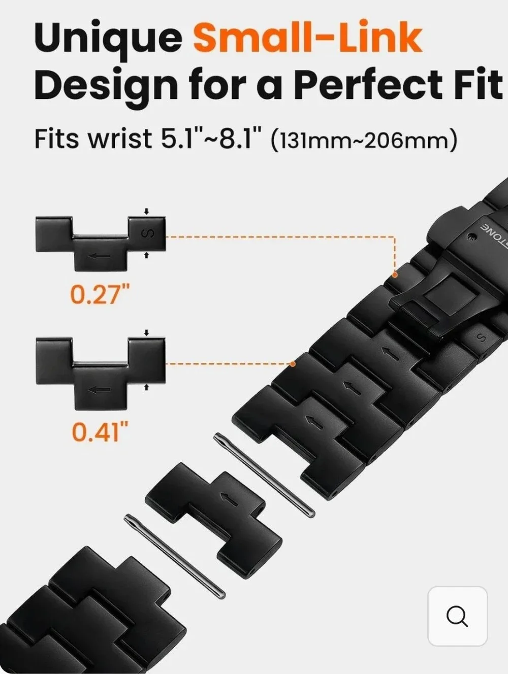 Finestone CRNS03 Titanium Apple Watchband With Butterfly Clasp, Black